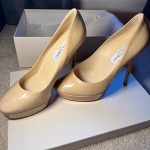 BRAND NEW Jimmy Choo Cosmic Leather Nude Pumps w/ Box & Dustbag- US 6. EU 36